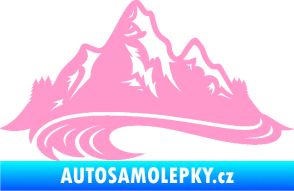 Samolepka Krajina hory 008 levá světle růžová