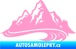 Samolepka Krajina hory 008 pravá světle růžová