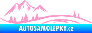 Samolepka Krajina hory 036 levá světle růžová
