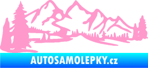 Samolepka Krajina hory 038 levá světle růžová