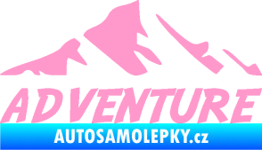 Samolepka Krajina hory 040 turistika, nápis Adventure světle růžová