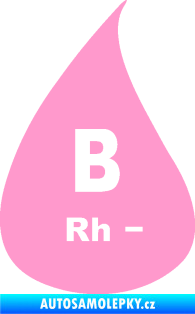 Samolepka Krevní skupina B Rh- kapka světle růžová
