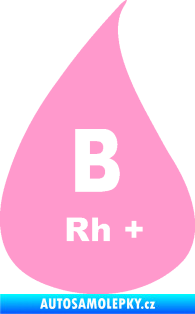 Samolepka Krevní skupina B Rh+ kapka světle růžová