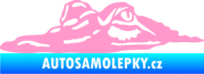 Samolepka Krokodýl 003 levá hlava na hladině světle růžová