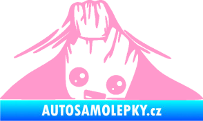 Samolepka Kuk 007 pravá Groot vykukuje světle růžová