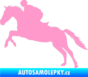 Samolepka Kůň 019 levá jezdec v sedle světle růžová