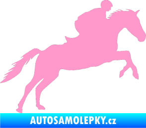 Samolepka Kůň 019 pravá jezdec v sedle světle růžová