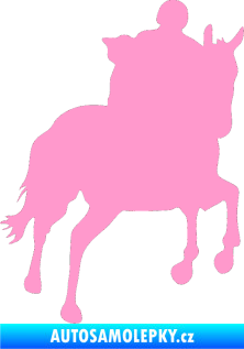 Samolepka Kůň 021 pravá s jezdcem světle růžová