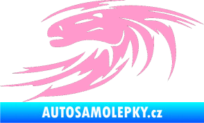 Samolepka Kůň 023 levá hlava s vlající hřívou světle růžová