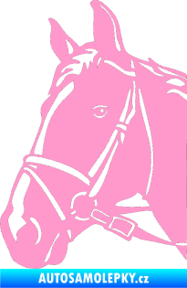 Samolepka Kůň 028 levá hlava s uzdou světle růžová