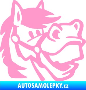 Samolepka Kůň 041 pravá veselý  světle růžová
