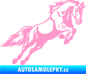 Samolepka Kůň 050 pravá ve skoku světle růžová