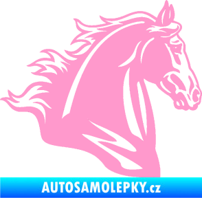 Samolepka Kůň 058 pravá hlava s hřívou světle růžová
