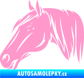 Samolepka Kůň 065 levá hlava s hřívou světle růžová
