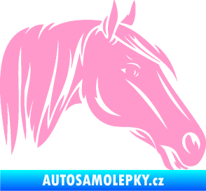 Samolepka Kůň 065 pravá hlava s hřívou světle růžová