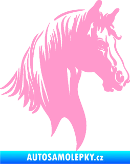 Samolepka Kůň 066 pravá hlava s hřívou světle růžová