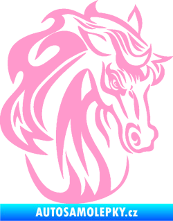 Samolepka Kůň 069 pravá hlava s hřívou světle růžová