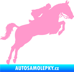 Samolepka Kůň 076 pravá parkur světle růžová