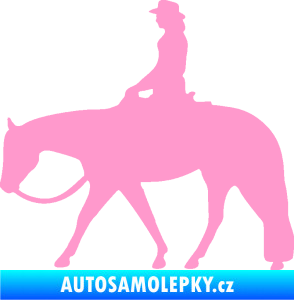 Samolepka Kůň 082 levá kovbojka na koni světle růžová
