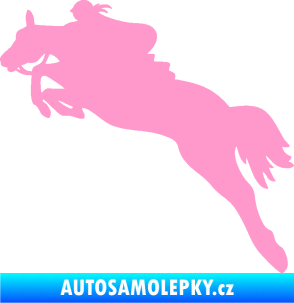 Samolepka Kůň 084 levá s jezdkyní světle růžová