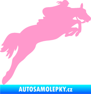 Samolepka Kůň 084 pravá s jezdkyní světle růžová