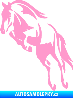 Samolepka Kůň 099 levá ve skoku na zadních světle růžová
