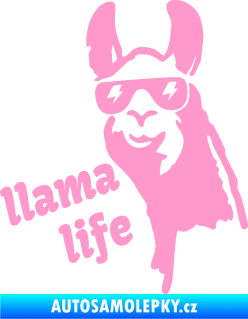 Samolepka Lama 004 llama life světle růžová