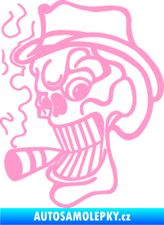 Samolepka Lebka 020 levá crazy s cigaretou světle růžová