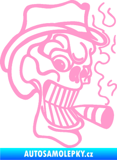 Samolepka Lebka 020 pravá crazy s cigaretou světle růžová