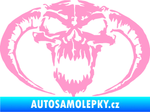 Samolepka Lebka 027 pravá se zahnutými rohy světle růžová