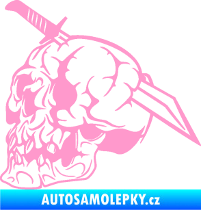 Samolepka Lebka 031 levá probodnutá nožem světle růžová