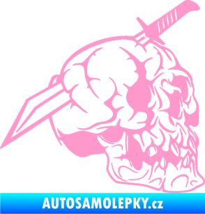 Samolepka Lebka 031 pravá probodnutá nožem světle růžová