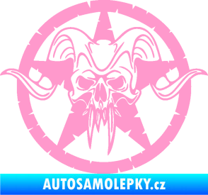 Samolepka Lebka 039 levá army hvězda světle růžová