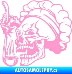 Samolepka Lebka 042 kuchař levá světle růžová