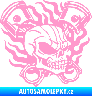 Samolepka Lebka 048 pravá písty a plameny světle růžová