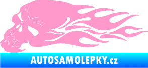 Samolepka Lebka 050 levá v plamenech světle růžová