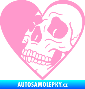 Samolepka Lebka 062 levá v srdíčku světle růžová
