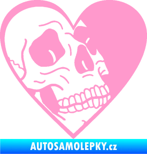 Samolepka Lebka 062 pravá v srdíčku světle růžová