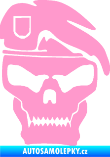 Samolepka Lebka army pravá světle růžová