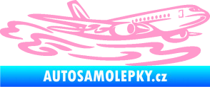 Samolepka Letadlo 026 pravá v oblacích světle růžová
