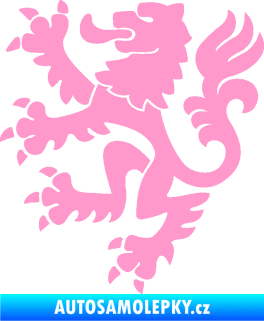 Samolepka Lev heraldika 001 levá Český lev světle růžová