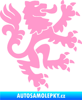Samolepka Lev heraldika 001 pravá Český lev světle růžová