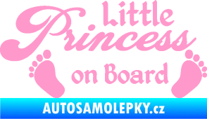 Samolepka Little princess on board 002 nápis s nožičkami světle růžová