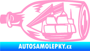 Samolepka Loď v láhvi 001 levá světle růžová