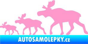 Samolepka Losí rodinka levá světle růžová