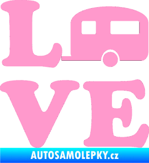 Samolepka Love camping 001 světle růžová