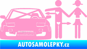 Samolepka Love car like sex levá světle růžová