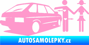 Samolepka Love car love girl levá světle růžová