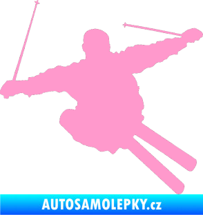 Samolepka Lyžař 001 pravá světle růžová