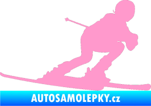 Samolepka Lyžař 002 pravá světle růžová